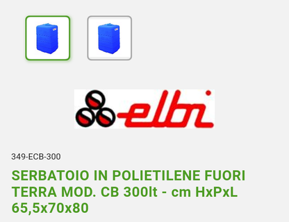 Serbatoio Mod. CB LT 300 Polietilene Elbi