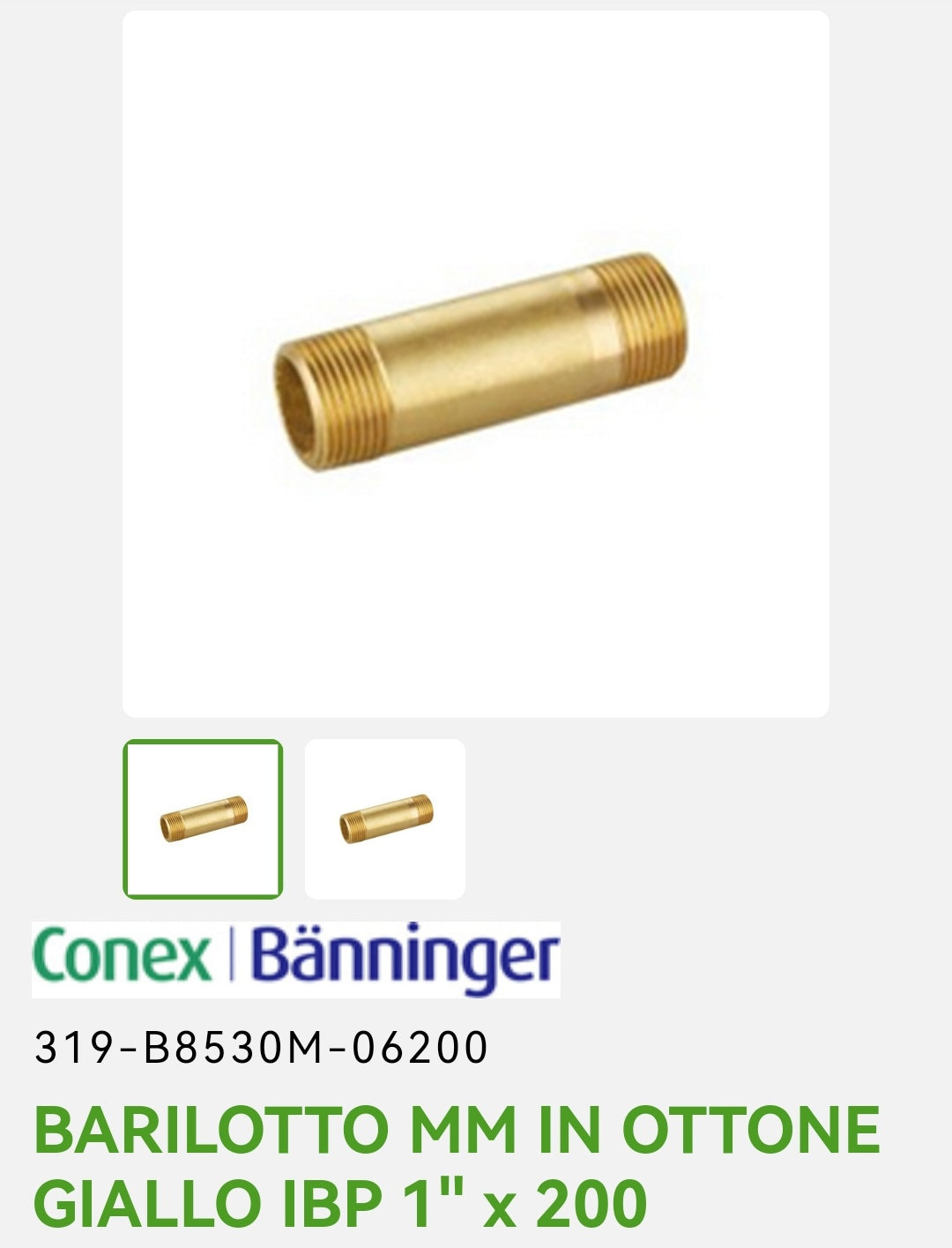 Barrel 1"X200 Yellow brass Ibp