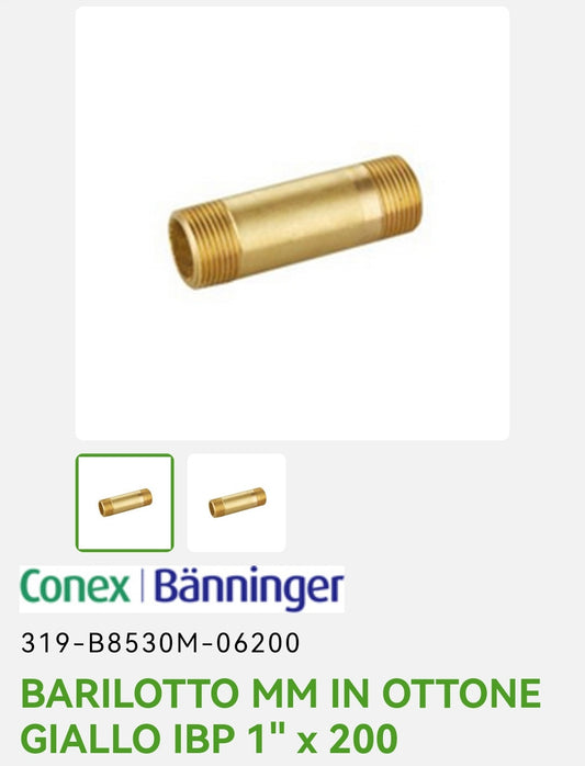 Barrel 1"X200 Yellow brass Ibp