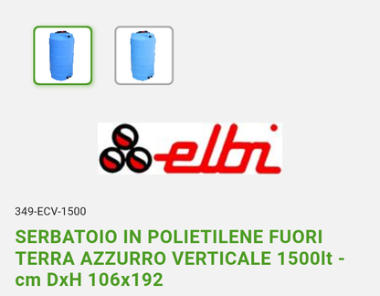 Serbatoio Verticale LT 1500 Polietilene Elbi