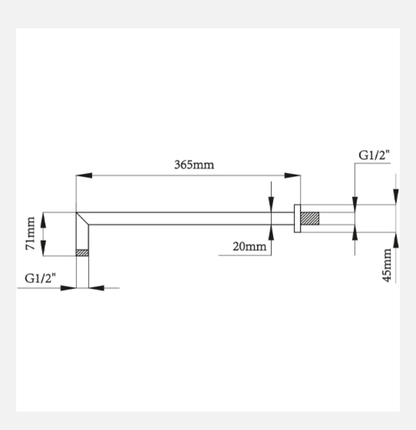 Braccio Doccia Quadro in ottone cm 36