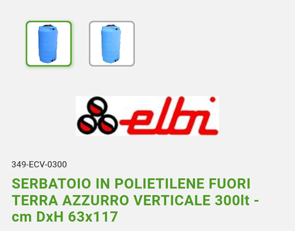 Serbatoio Verticale LT 300 Polietilene Elbi
