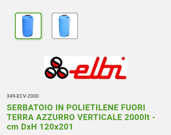 Serbatoio Sottoscala LT 500 Polietilene Elbi
