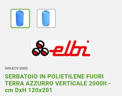 Serbatoio Sottoscala LT 500 Polietilene Elbi