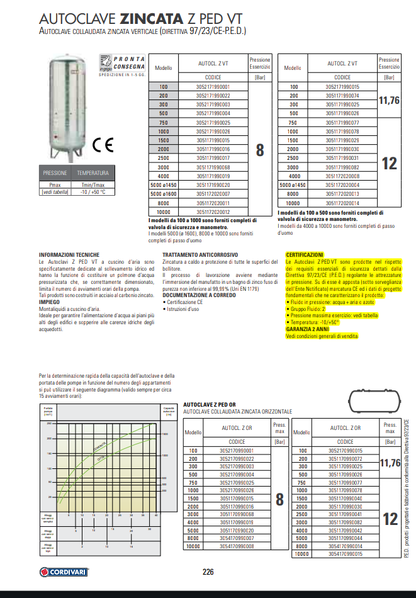 Sfera Autoclave Zincata Verticale LT 500 Cordivari