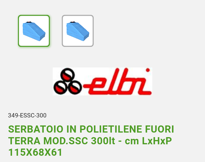 Serbatoio Sottoscala LT 300 Polietilene Elbi
