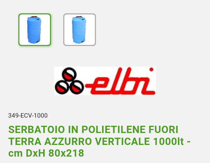Serbatoio Verticale LT 1000 Polietilene Elbi
