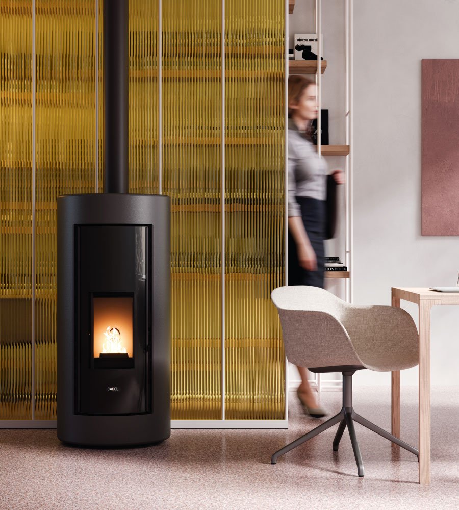 Shell 9 Up-Twin Metallo Titanium Stufa a Pellet 9,1 Kw Ad Aria CADEL