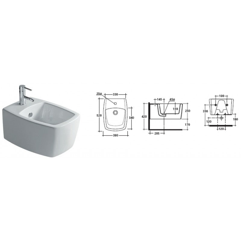 SA02 Bidet Sospeso Bianco Galassia