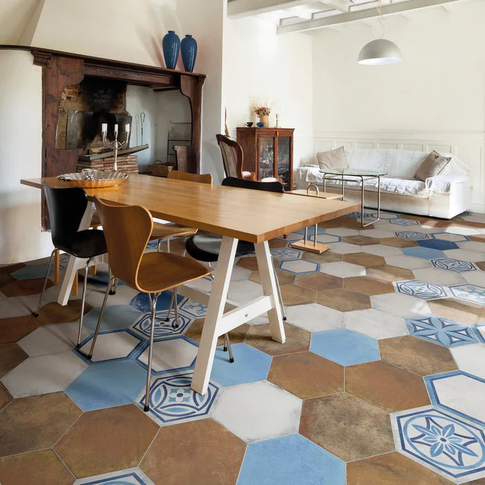 Vietri Esagono Azzurro 40x35 Savoia Italia