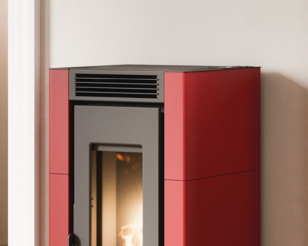Cristal 6 Stufa a Pellet Ventilata 5,5 kW Metallo Rosso Bordeaux Cadel