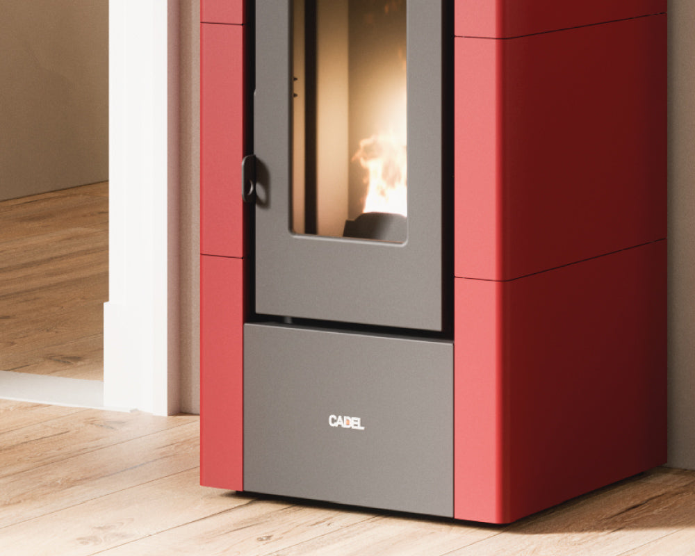 Cristal 6 Stufa a Pellet Ventilata 5,5 kW Metallo Rosso Bordeaux Cadel