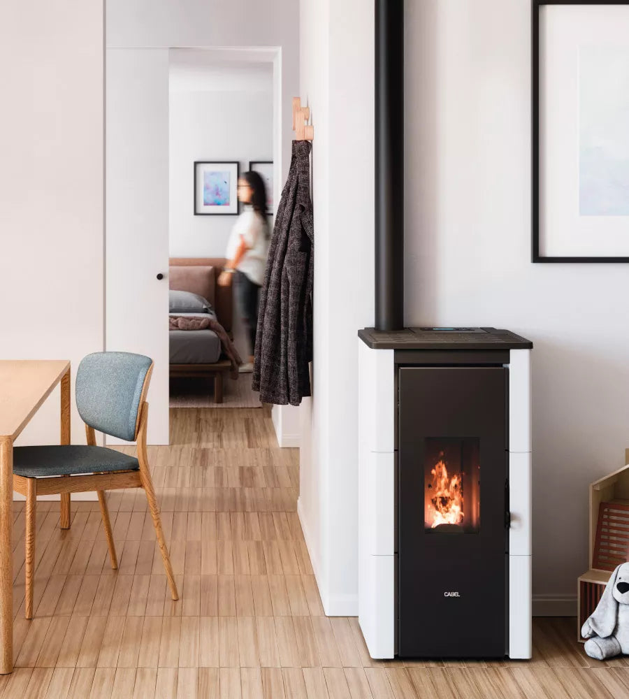 Cristal 7 Up Stufa a Pellet Ventilata 7 kW Metallo Bianco Cadel