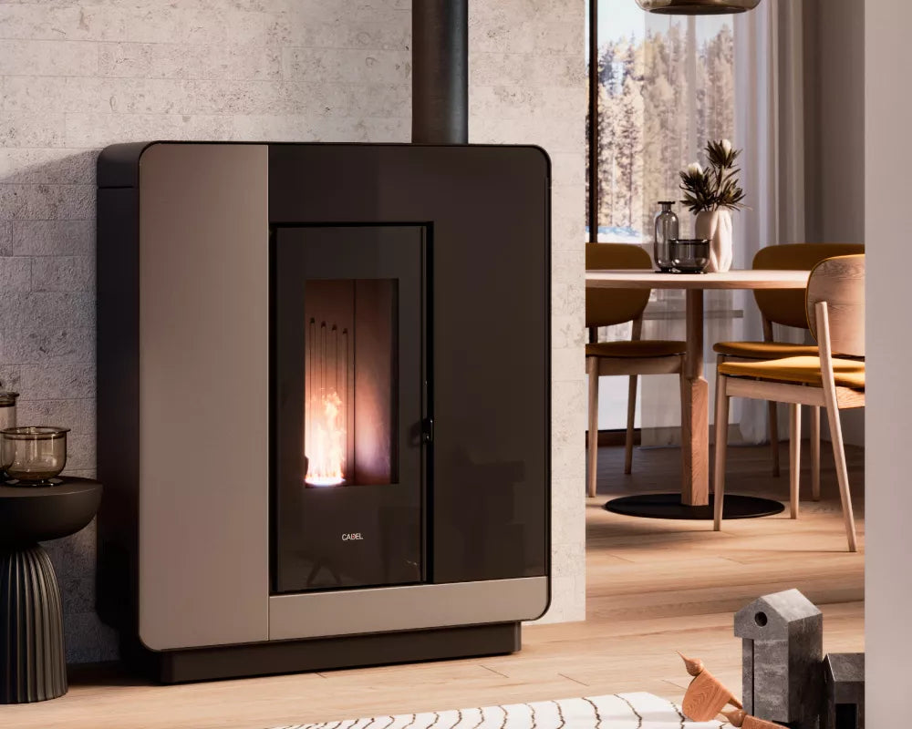 Elle Plus 9 Up-Twin Metallo Light Bronze Stufa a Pellet 8,5 Kw Canalizzata Ad Aria CADEL