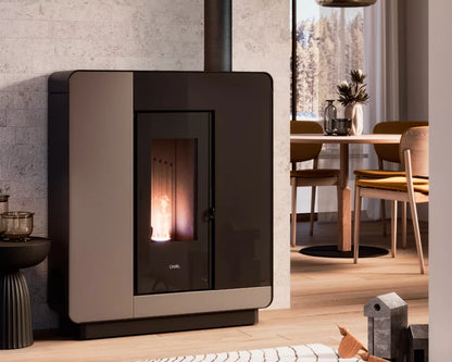 Elle Plus 9 Up-Twin Metallo Light Bronze Stufa a Pellet 8,5 Kw Canalizzata Ad Aria CADEL