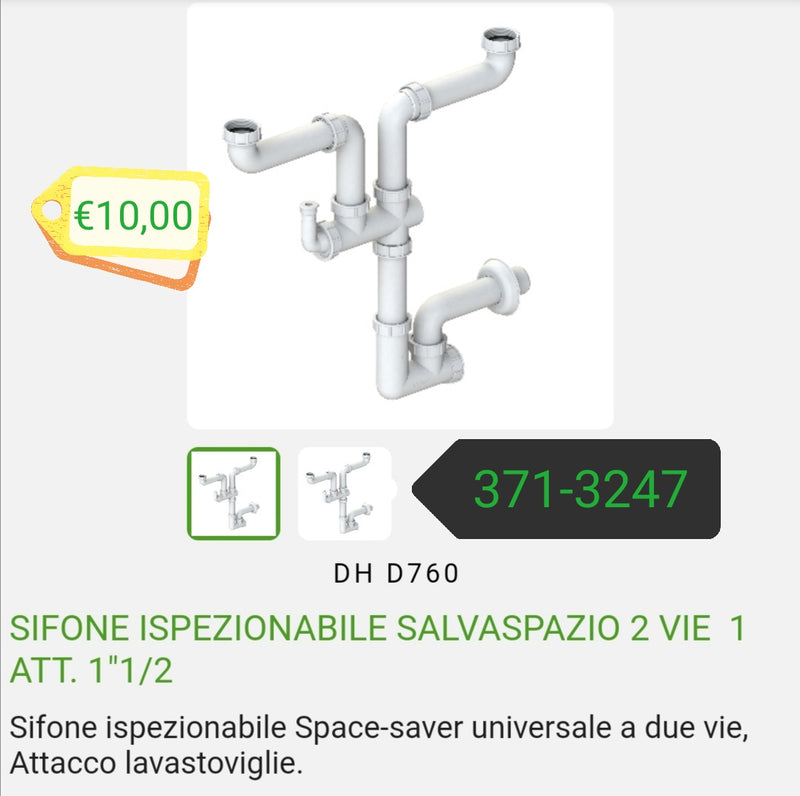2-way sink siphon with dishwasher connection