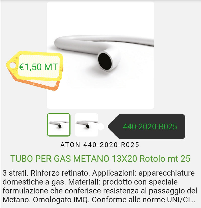 Tubo per gas metano