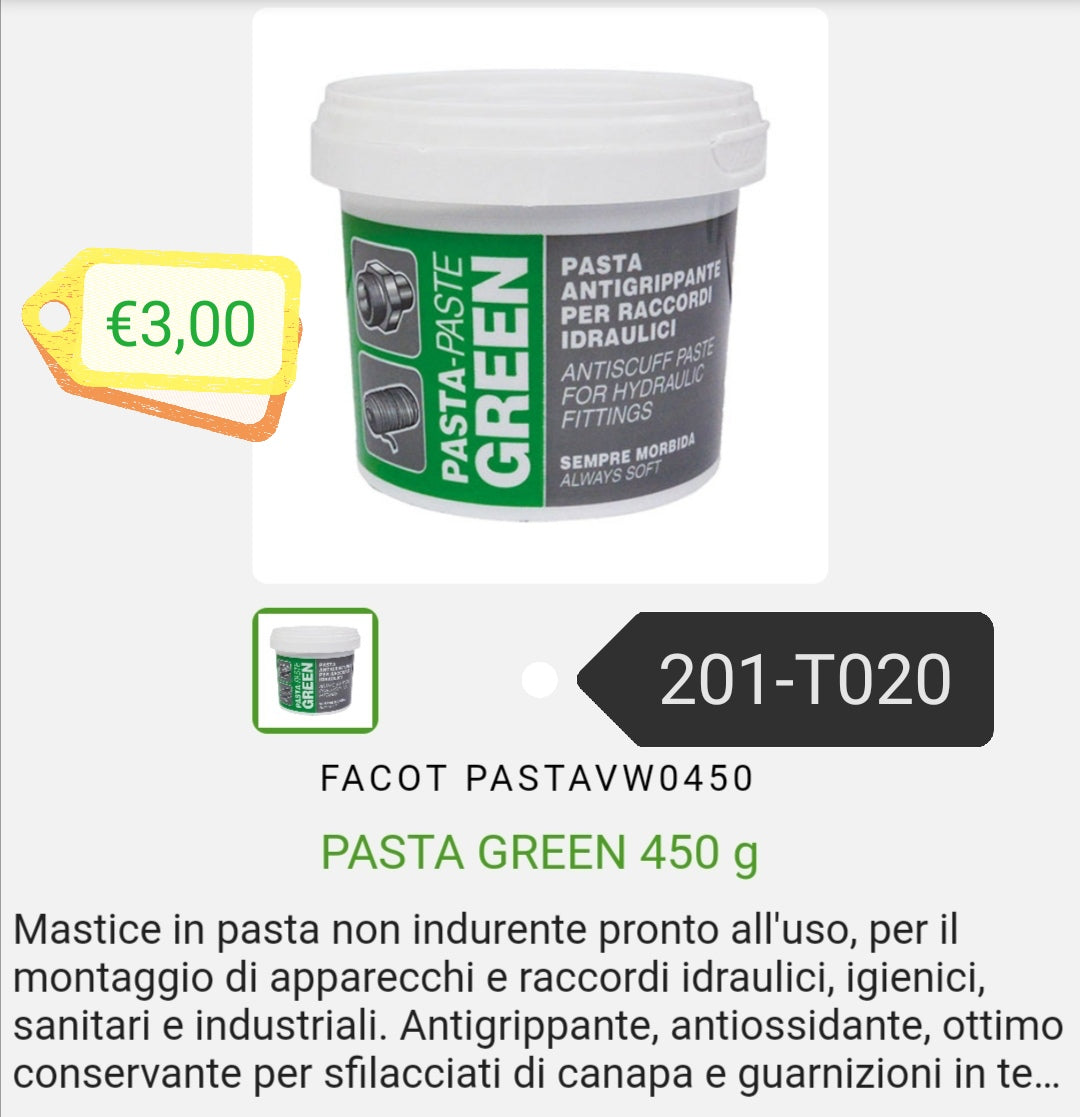 Green paste for hydraulic fittings