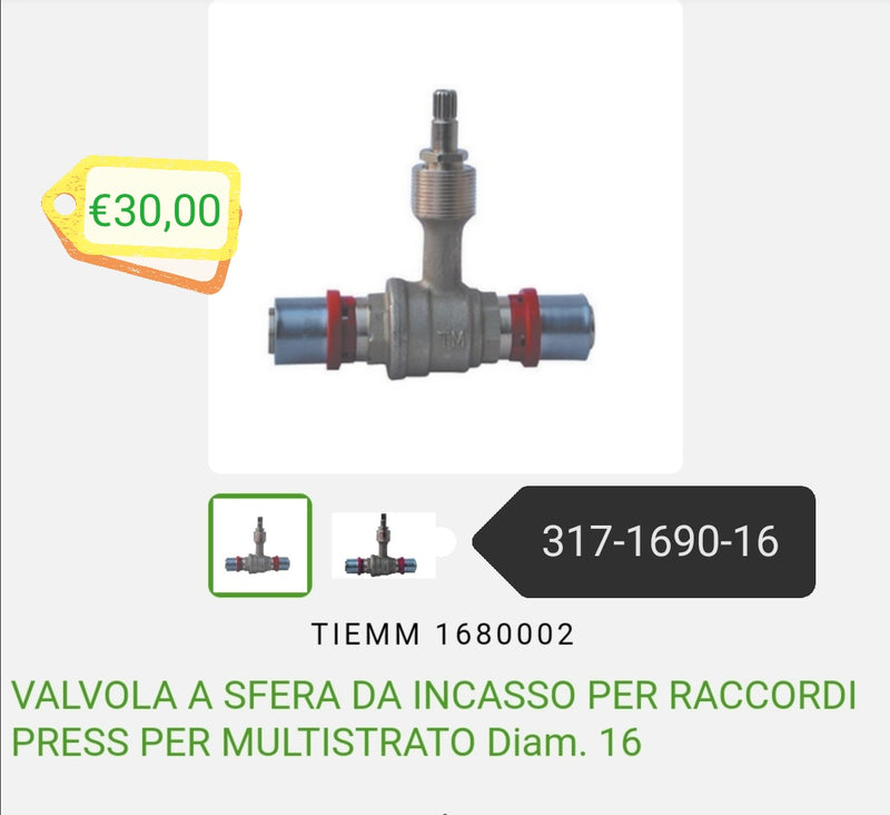 Valvola da incasso dm.16