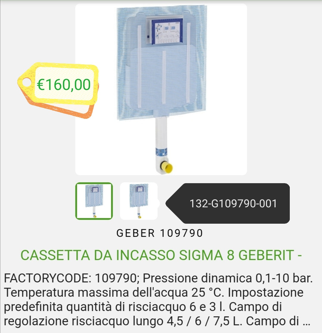 Cassetta incasso Sigma 8 Geberit