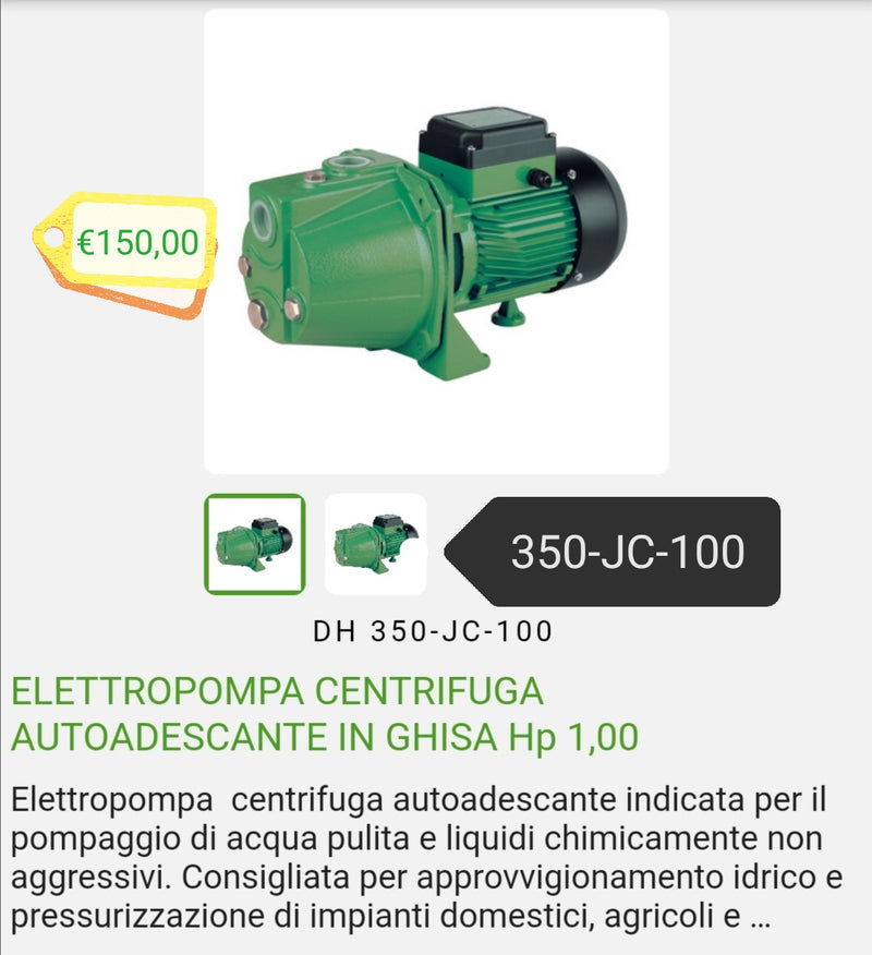 Self-priming electric pump HP 1.00