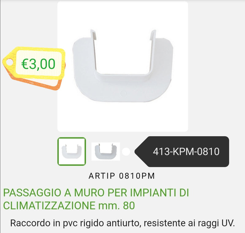 Passaggio a muro per impianti di climatizzazione