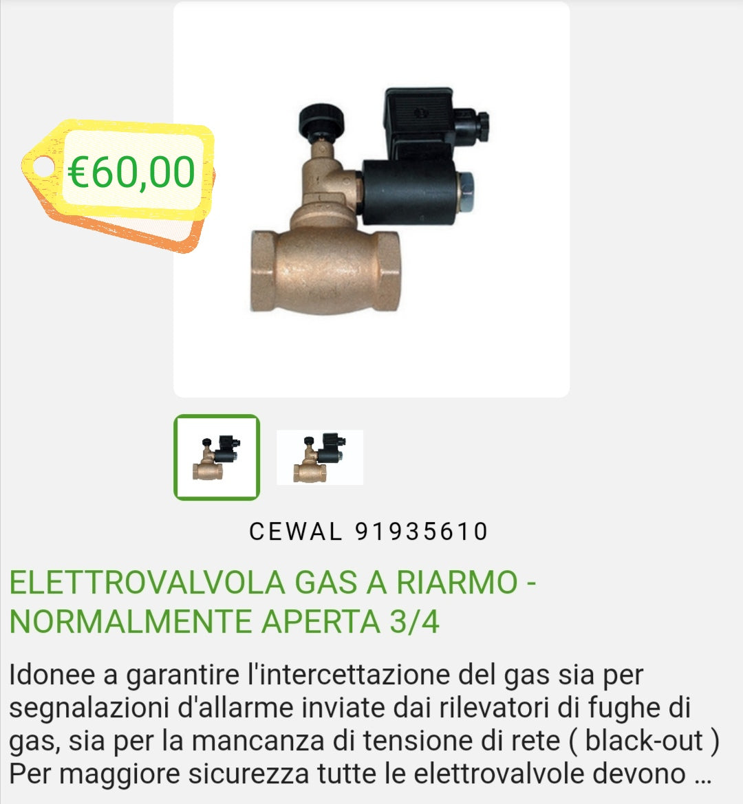 Elettrovalvola Gas 3/4"