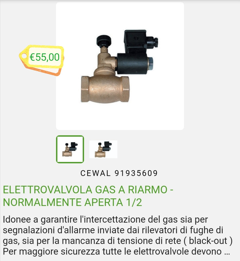Elettrovalvola Gas 1/2"