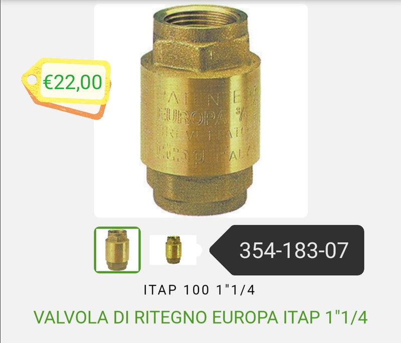 Valvola di Ritegno Europa 1"1/4