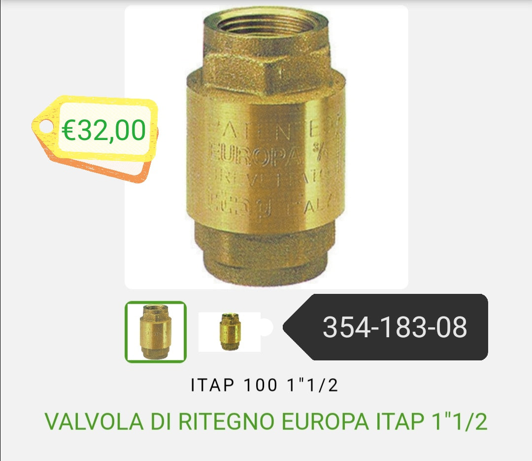 Valvola di Ritegno Europa 1"1/2