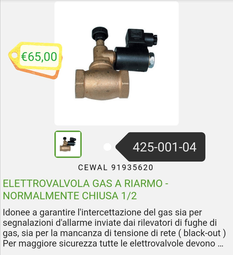 Gas solenoid valve 1/2"