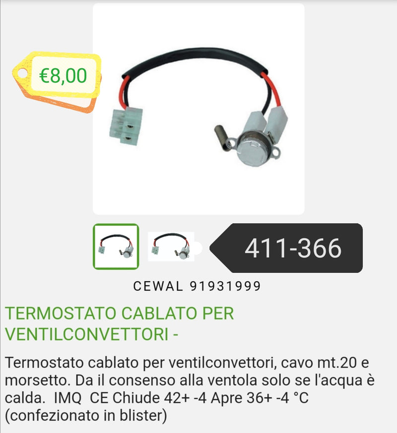 Termostato cablato x ventilconvettori