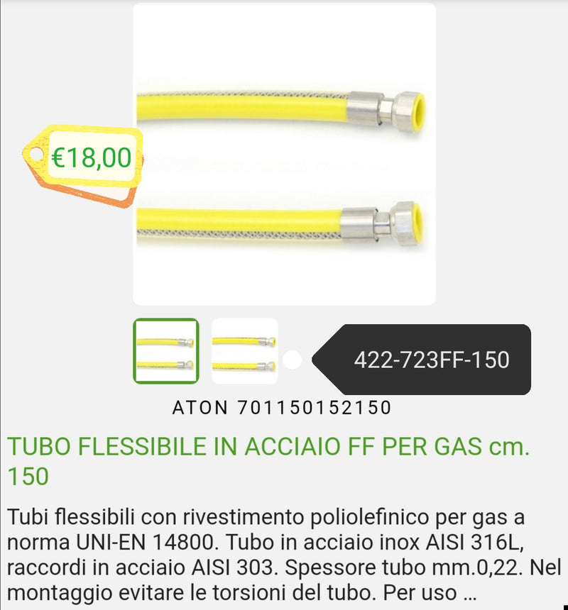 Flexible gas hose 150cm